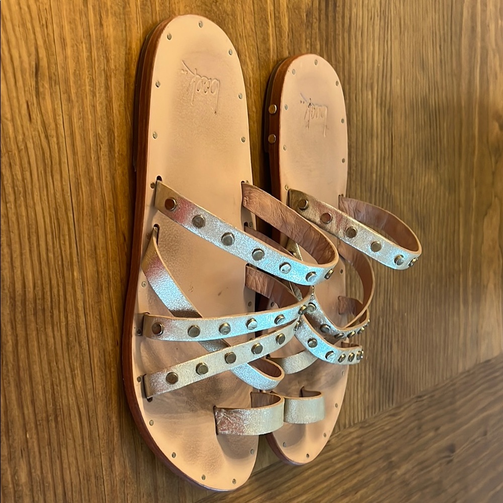 Women's Beek Lory Gold Studded Sandals - Picture 2 of 4